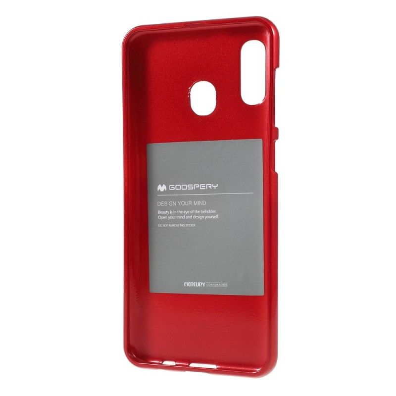 Skal för Samsung Galaxy A30 Röd Prickig Krusig Metalleffekt