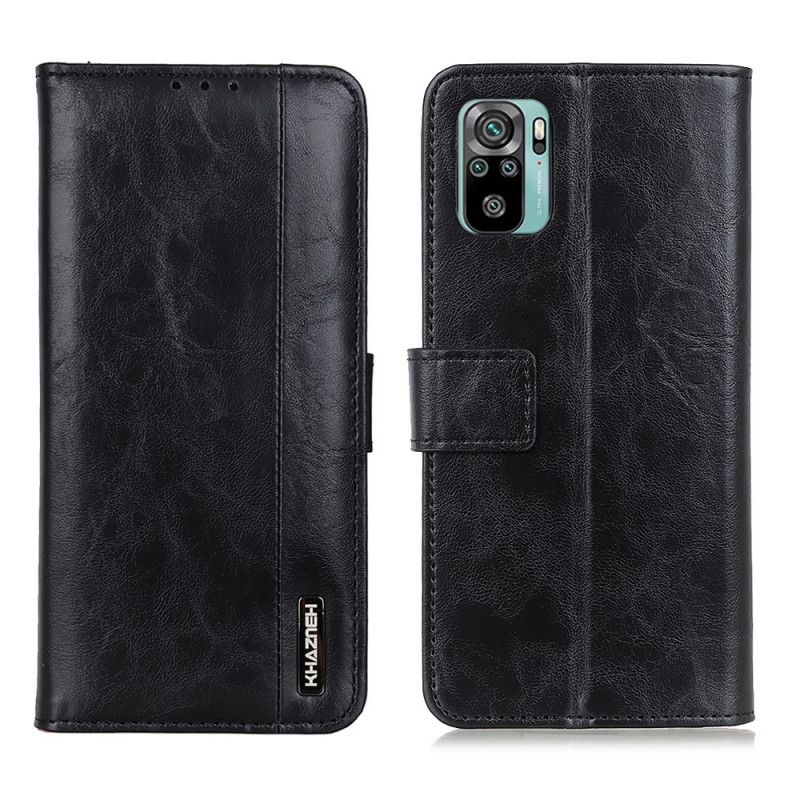 Fodral för Xiaomi Redmi Note 10 / Note 10S Svart Khazneh-Läderstil