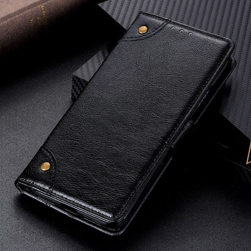 Fodral Xiaomi Redmi Note 10 / Note 10S Svart Vintage Nitar Nappaskinn Stil