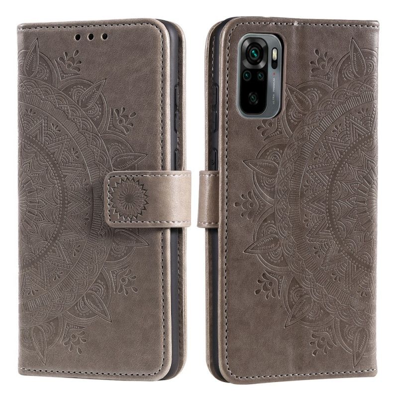 Läderfodral Xiaomi Redmi Note 10 / Note 10S Grå Solmandala