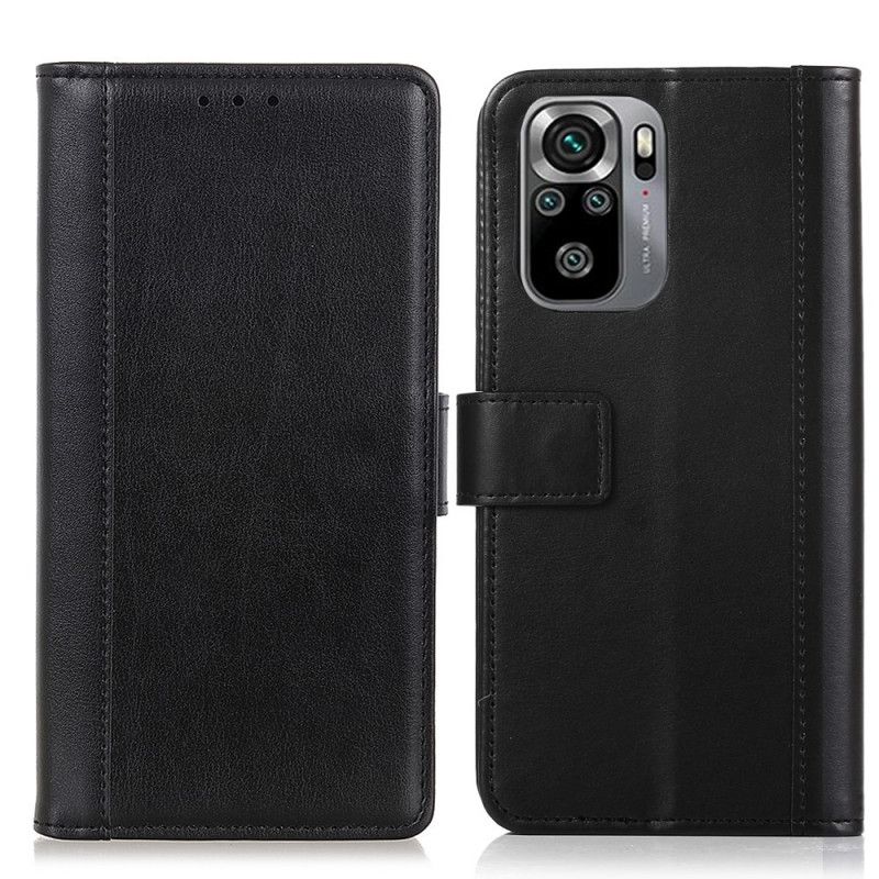 Läderfodral Xiaomi Redmi Note 10 / Note 10S Svart Mobilskal Delad Läderstil