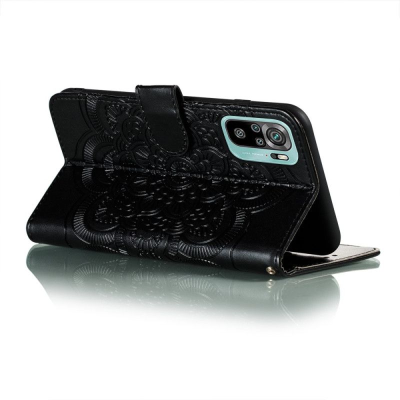 Läderfodral Xiaomi Redmi Note 10 / Note 10S Svart Mobilskal Full Mandala
