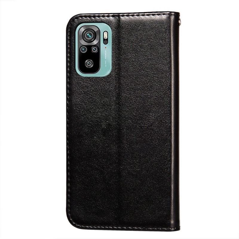 Skyddsfodral Xiaomi Redmi Note 10 / Note 10S Svart Blank Läderstil