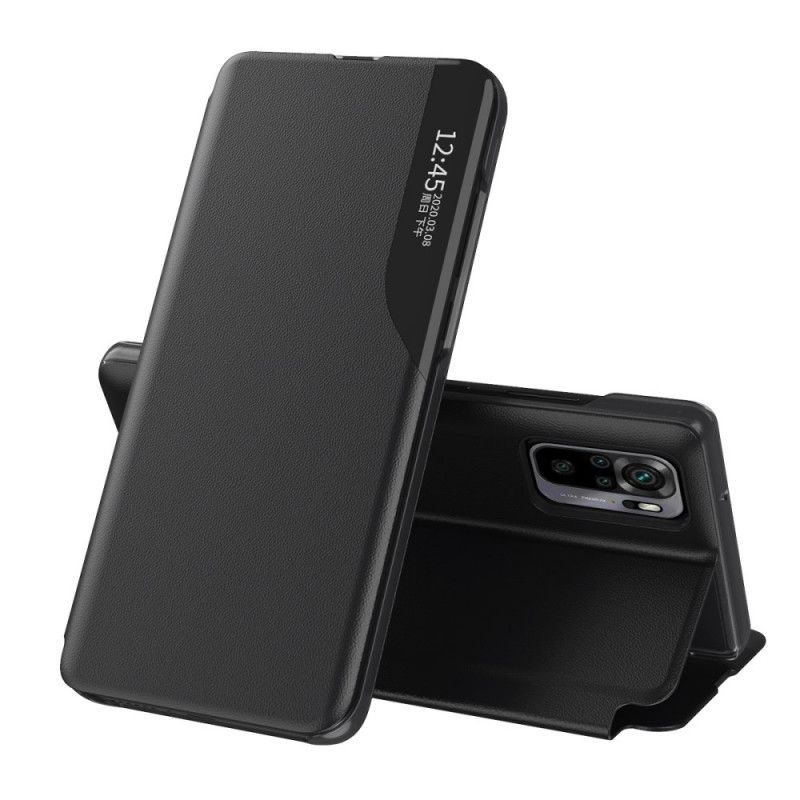 Visa Omslag Xiaomi Redmi Note 10 / Note 10S Svart Lädereffekt