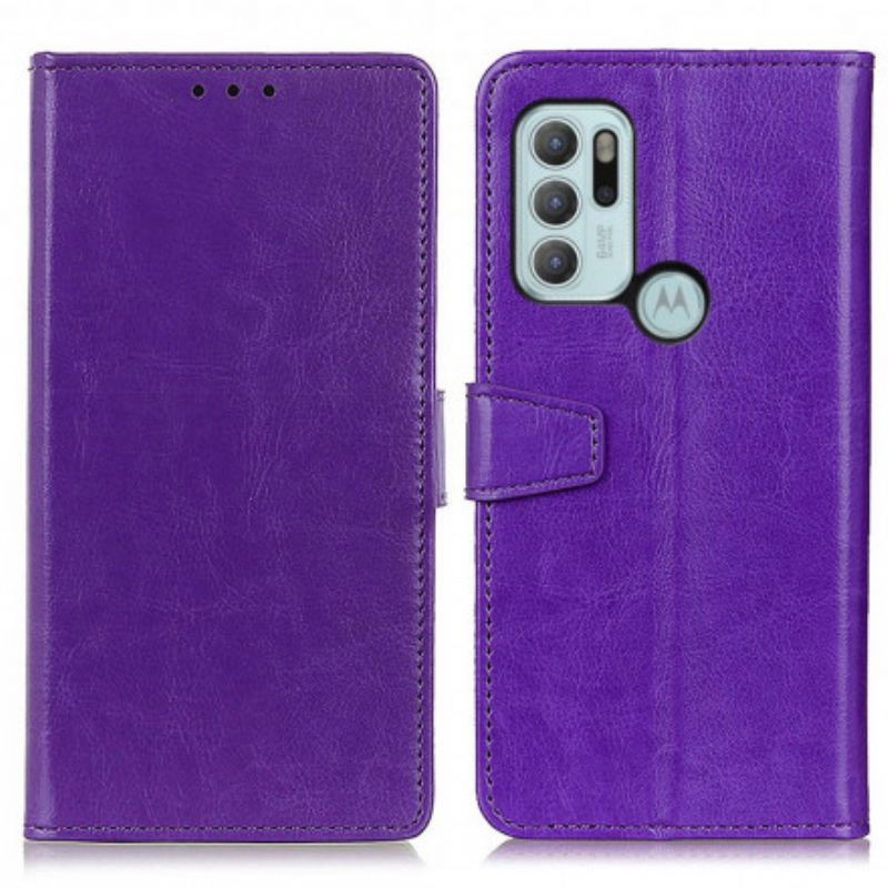 Fodral Moto G60s Enkel Glänsande Lädereffekt