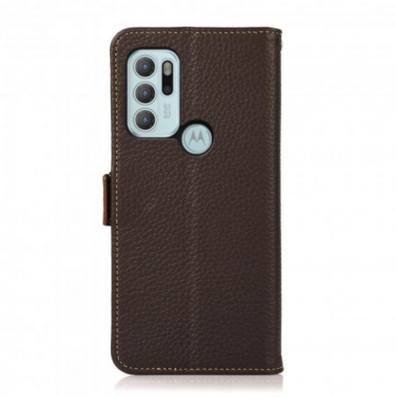 Fodral Moto G60s Litchi Läder Khazneh Rfid