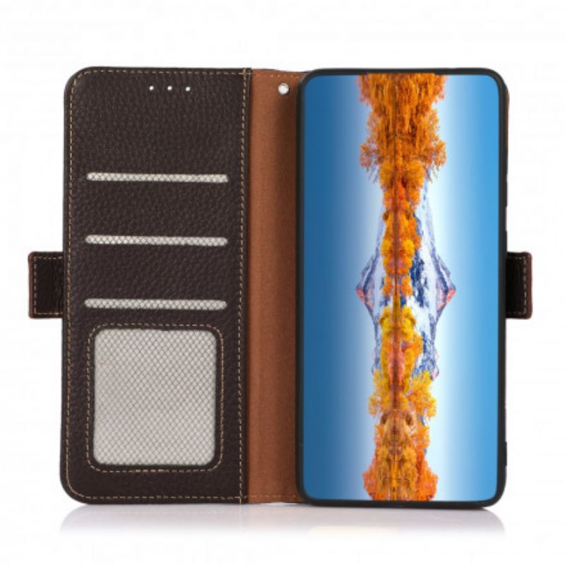 Fodral Moto G60s Litchi Läder Khazneh Rfid