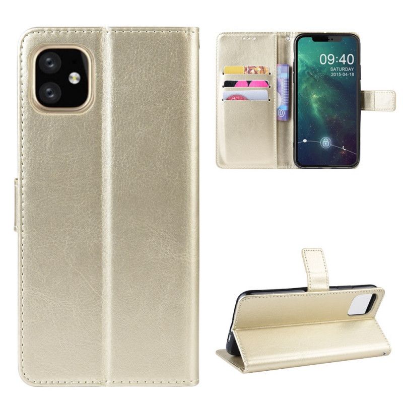 Fodral för iPhone 11 Svart Färgad Lädereffekt Med Rem