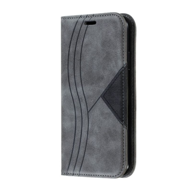 Folio-fodral för iPhone 11 Grå Vågläderstil