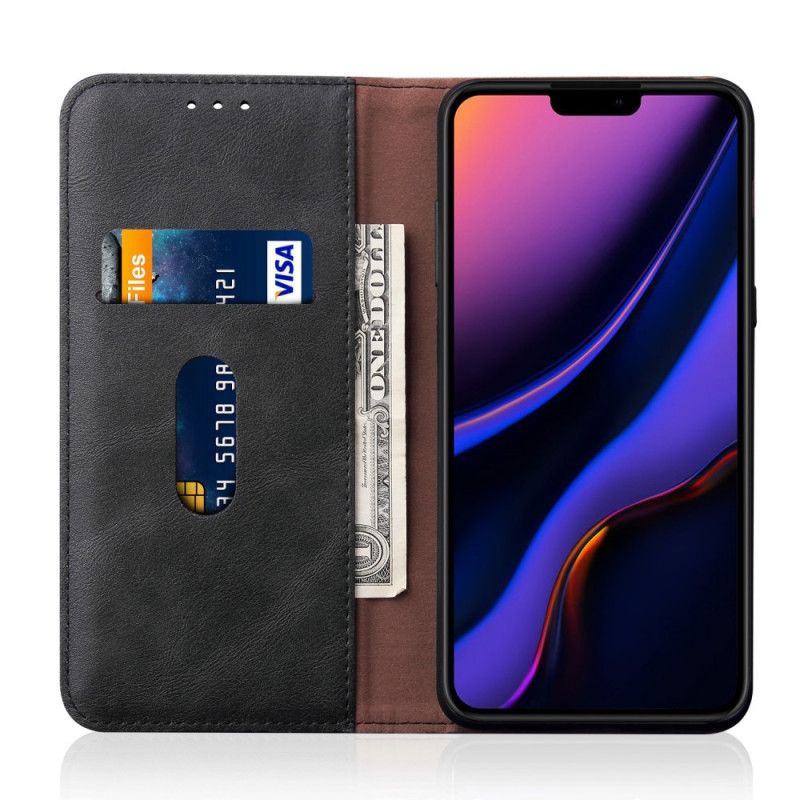 Folio-fodral iPhone 11 Svart Mobilskal Sydd Lädereffekt