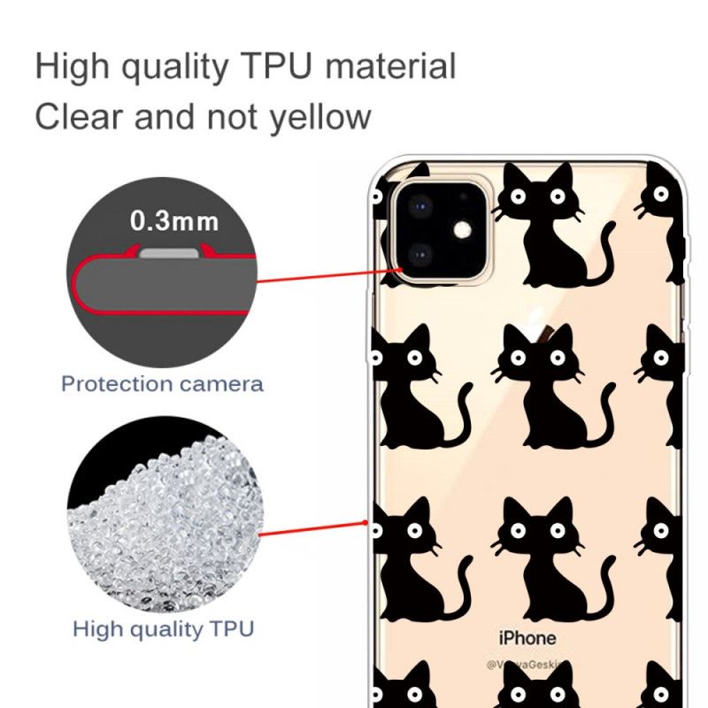 Skal för iPhone 11 Flera Svarta Katter