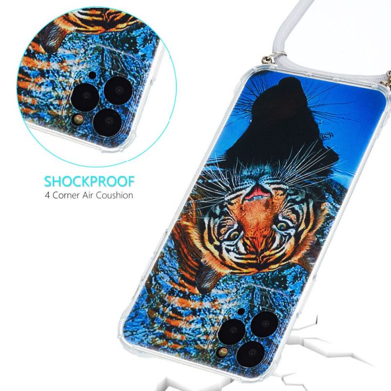 Skal för iPhone 11 Mörkblå Tiger Silikonsnöre