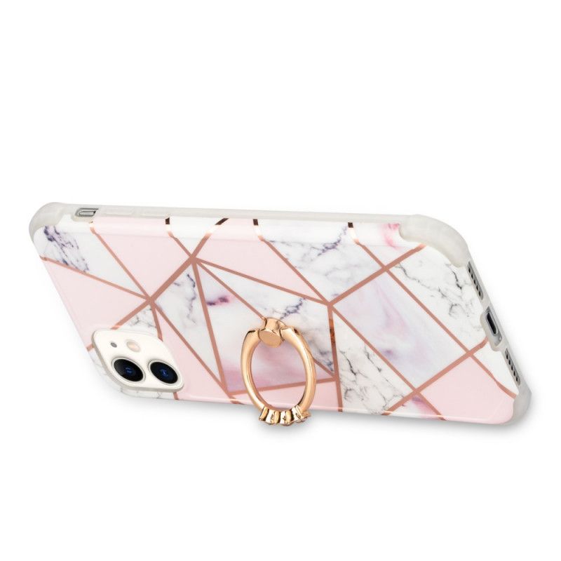 Skal iPhone 11 Magenta Mobilskal Geometrisk Marmor Med Stödring