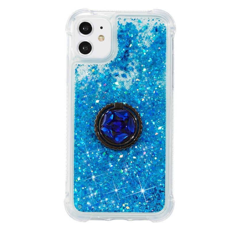 Skal iPhone 11 Röd Paljetter Med Stödring