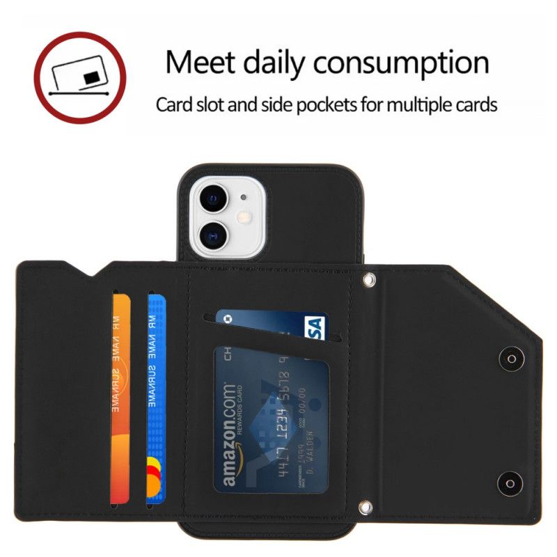 Skal iPhone 11 Svart Handsfree-Stöd För Flera Kort