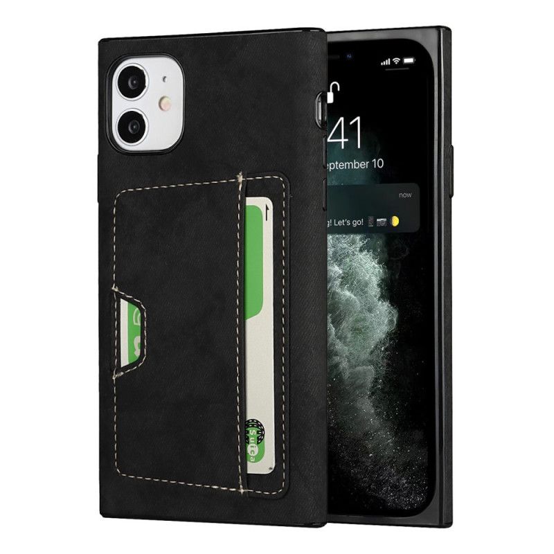 Skal iPhone 11 Svart Korthållare Av Silikon Och Sammet
