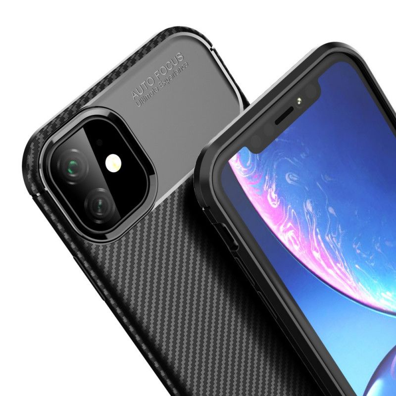 Skal iPhone 11 Svart Mobilskal Flexibel Kolfiberstruktur