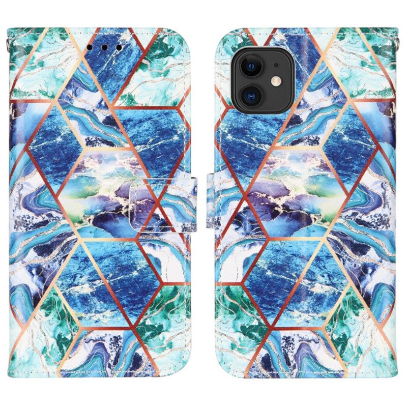 Skyddsfodral iPhone 11 Svart Marmor Med Rem