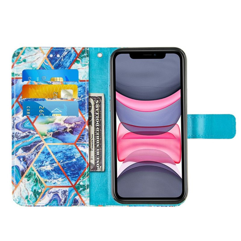 Skyddsfodral iPhone 11 Svart Marmor Med Rem