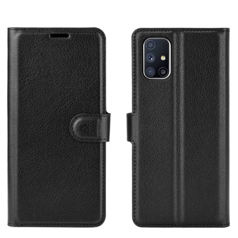 Fodral Samsung Galaxy M51 Svart Klassisk Lychee-Lädereffekt