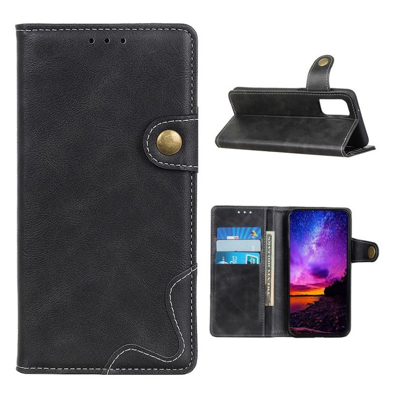 Fodral Samsung Galaxy M51 Svart Konstnärlig Knapp Och Sömmar