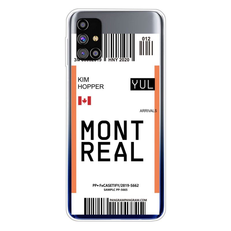 Skal för Samsung Galaxy M51 Boardingkort Till Montreal