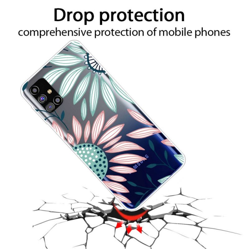 Skal för Samsung Galaxy M51 Grön Premium Blommigt