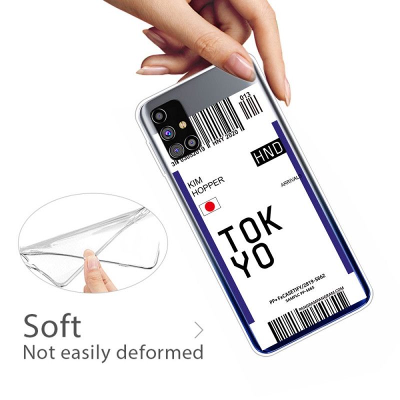 Skal för Samsung Galaxy M51 Svart Boarding Pass Tokyo