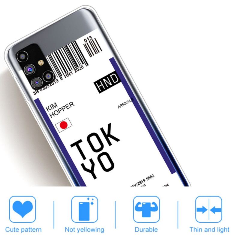 Skal för Samsung Galaxy M51 Svart Boarding Pass Tokyo