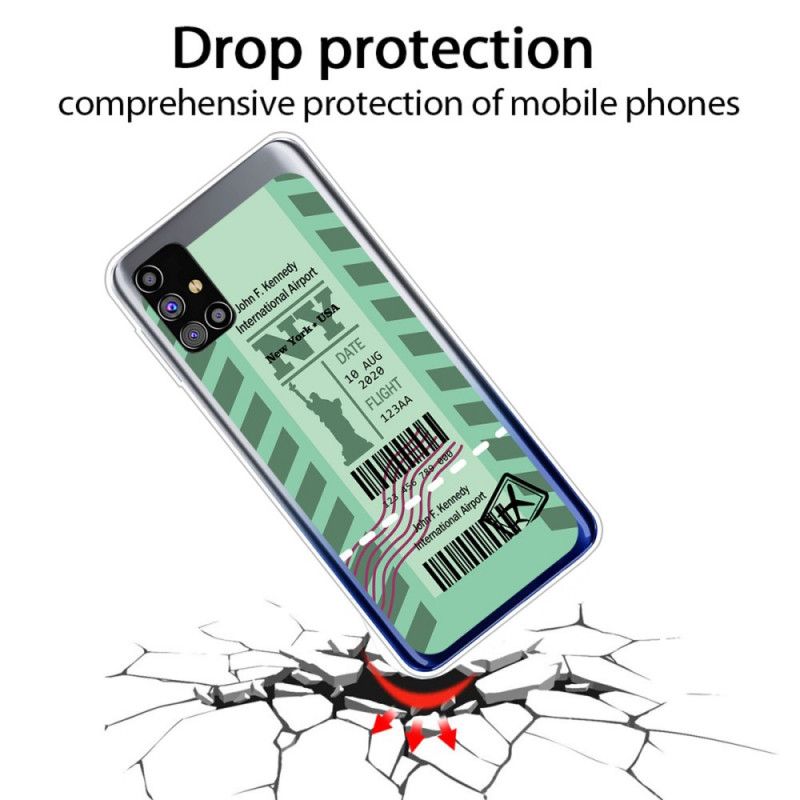 Skal för Samsung Galaxy M51 Svart Boardingkort Till New York