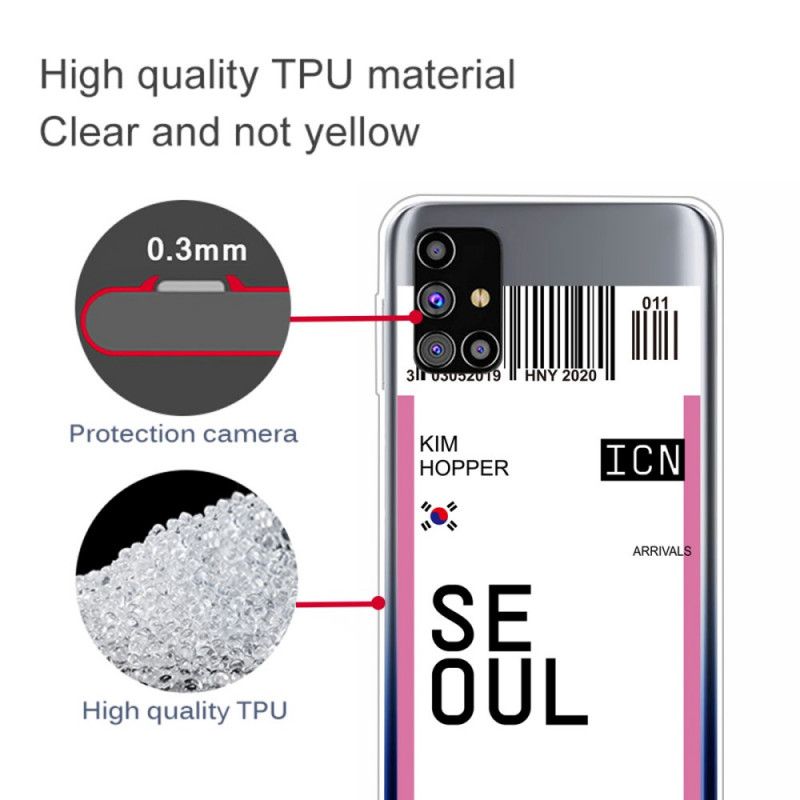 Skal Samsung Galaxy M51 Magenta Mobilskal Boardingkort Till Seoul