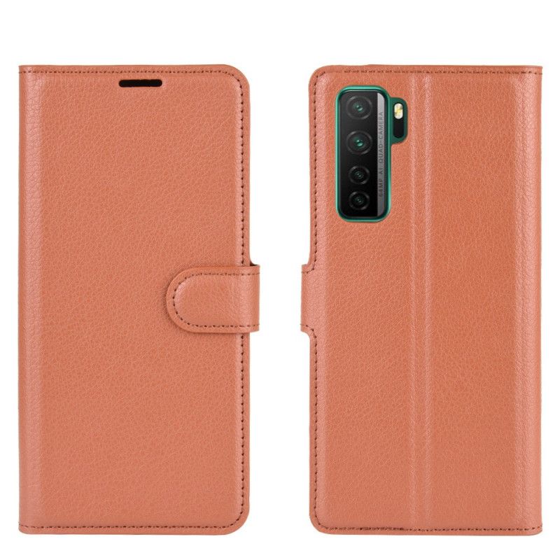Fodral Huawei P40 Lite 5G Svart Klassiskt Lycheeimitationsläder