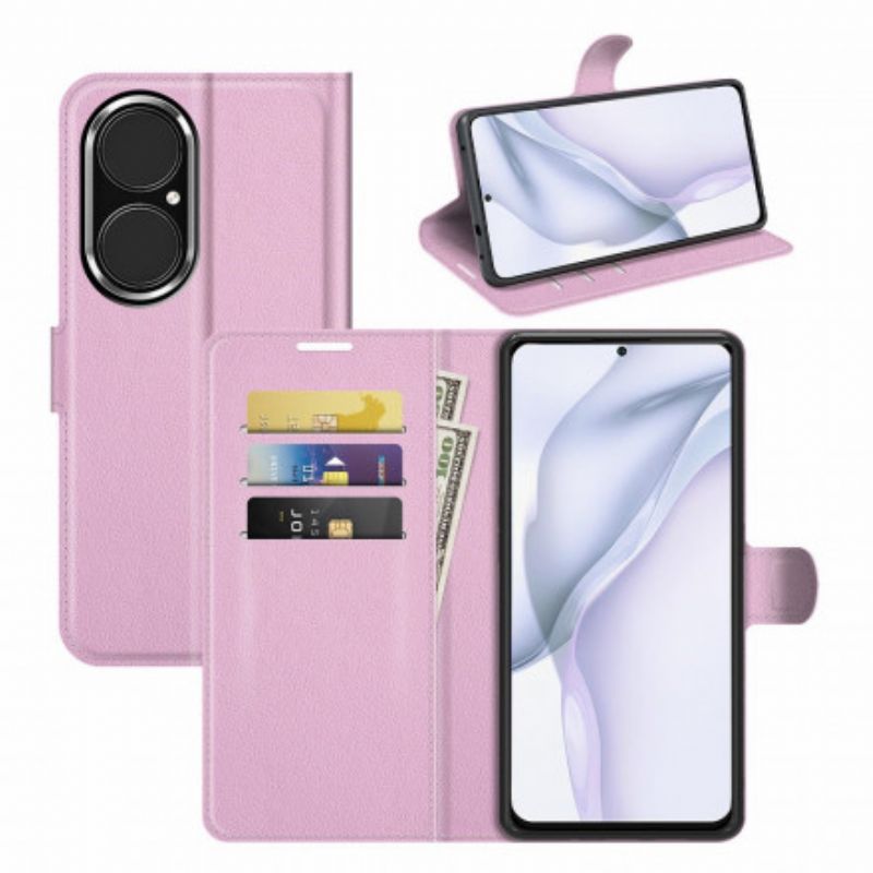 Läderfodral Huawei P50 Telefonfodral Klassisk Litchi-läderstil