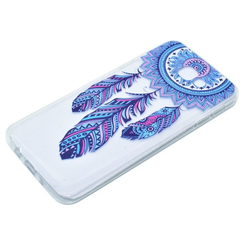 Skal Samsung Galaxy A3 2017 Mobilskal Transparent Drömfångare Blå Fjädrar