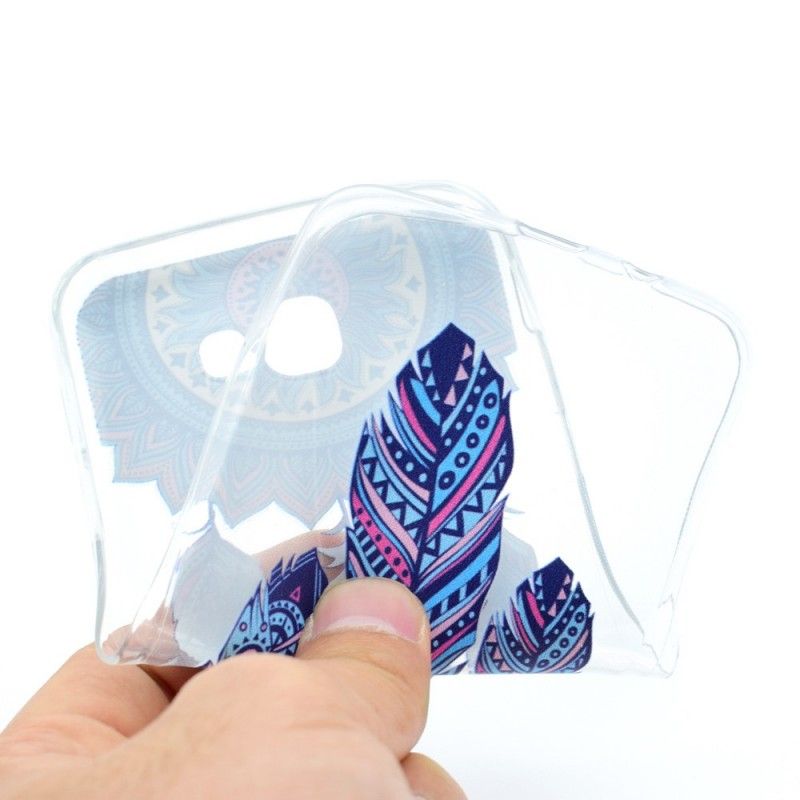 Skal Samsung Galaxy A3 2017 Mobilskal Transparent Drömfångare Blå Fjädrar