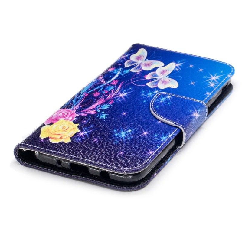 Fodral för Samsung Galaxy J7 2017 Rosa Fjärilar På Natten