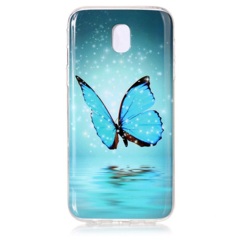 Skal Samsung Galaxy J7 2017 Mobilskal Fluorescerande Blå Fjäril