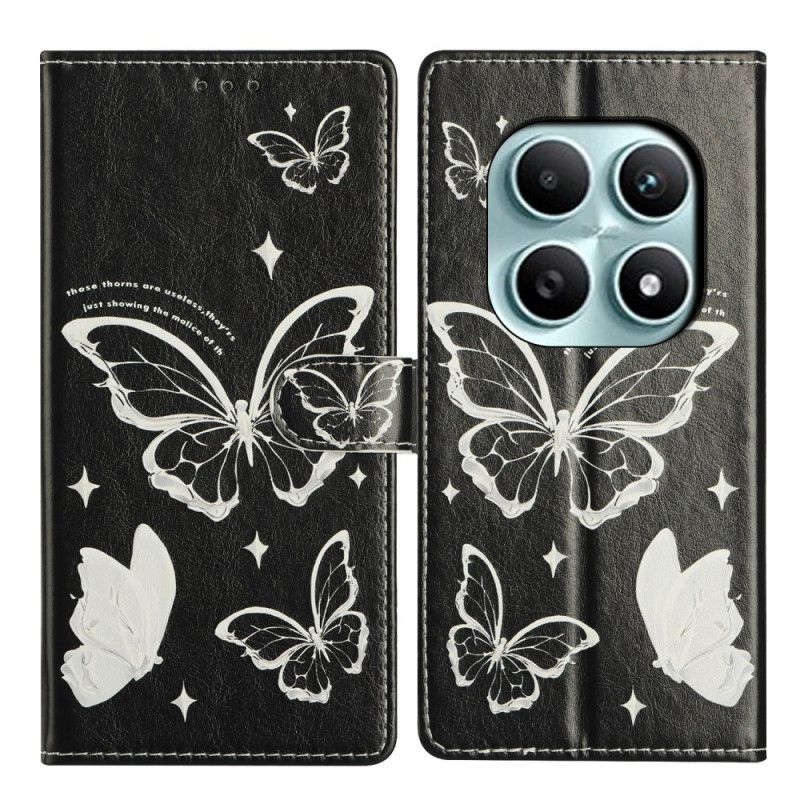 Fodral För Xiaomi Redmi Note 15 5g Svarta Och Vita Fjärilar