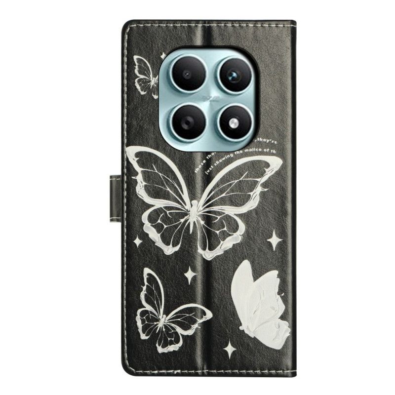 Fodral För Xiaomi Redmi Note 15 5g Svarta Och Vita Fjärilar