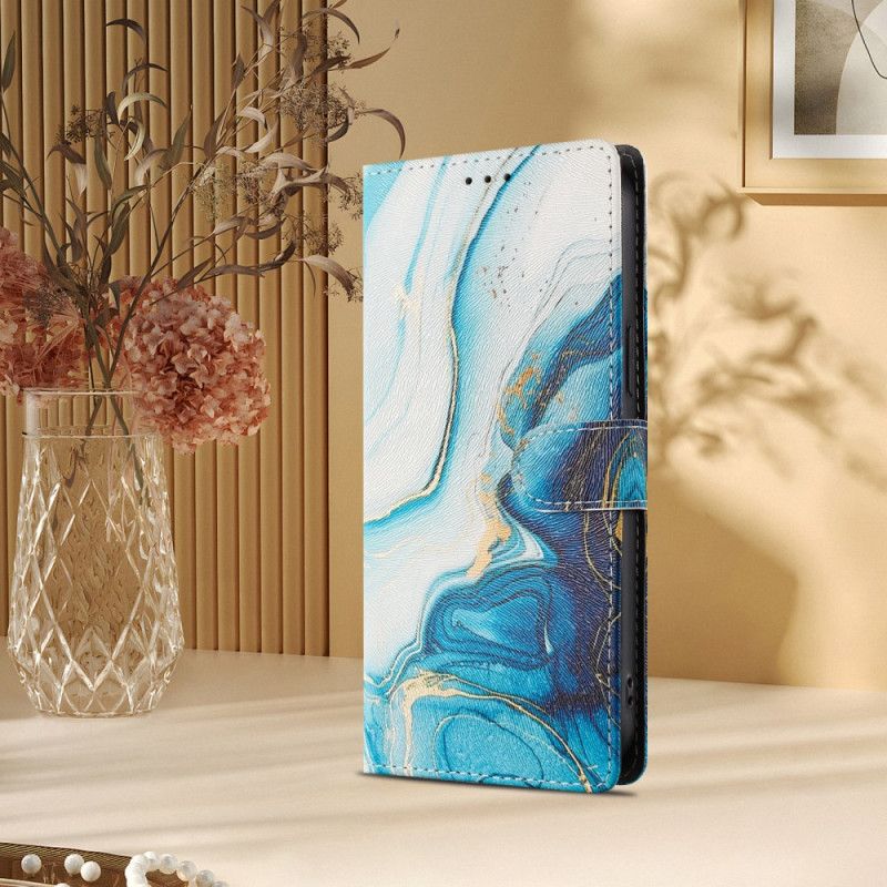 Läderfodral Xiaomi Redmi Note 15 5g Telefonfodral Blå Marmor