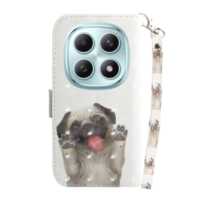 Läderfodral Xiaomi Redmi Note 15 5g Telefonfodral Mops Med Snöre