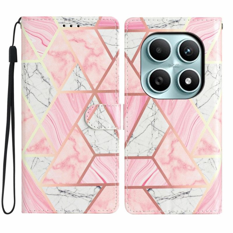 Läderfodral Xiaomi Redmi Note 15 5g Telefonfodral Rosa Marmor