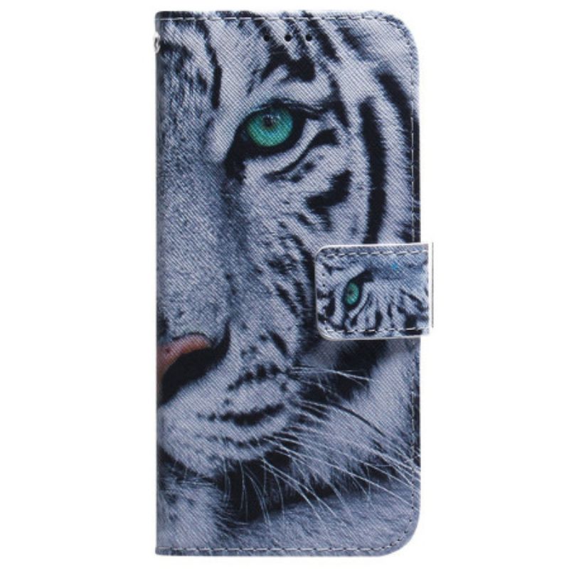 Läderfodral Xiaomi Redmi Note 15 5g Telefonfodral Vit Tiger