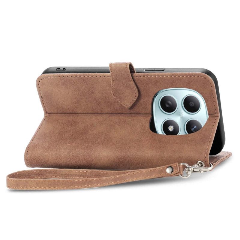 Läderskal Fodral Xiaomi Redmi Note 15 5g Blommig Spetsrem