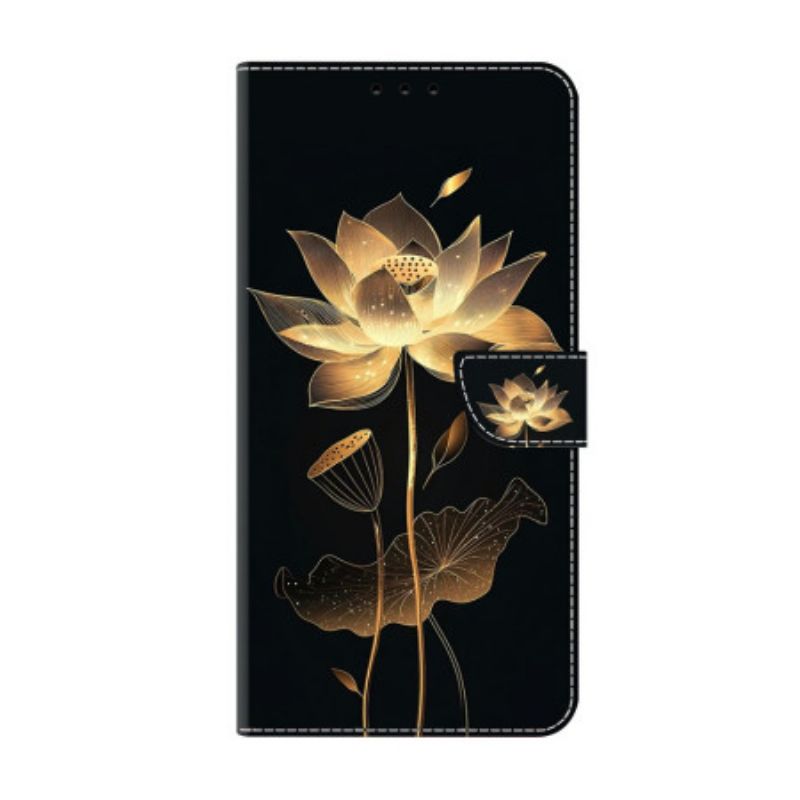 Läderskal Fodral Xiaomi Redmi Note 15 5g Gyllene Lotus