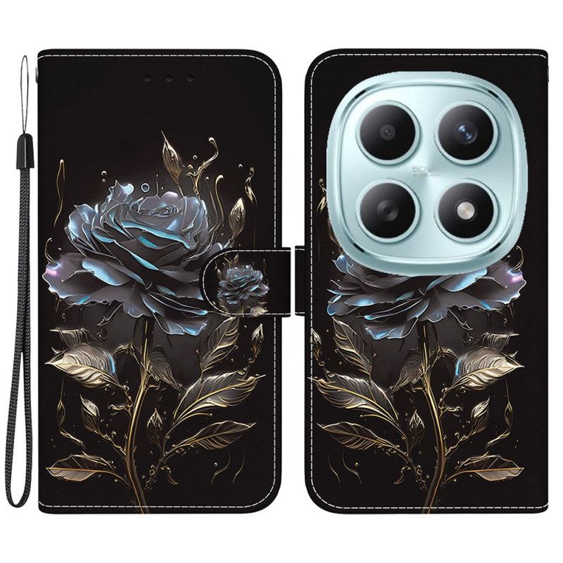 Läderskal Fodral Xiaomi Redmi Note 15 5g Svart Ros