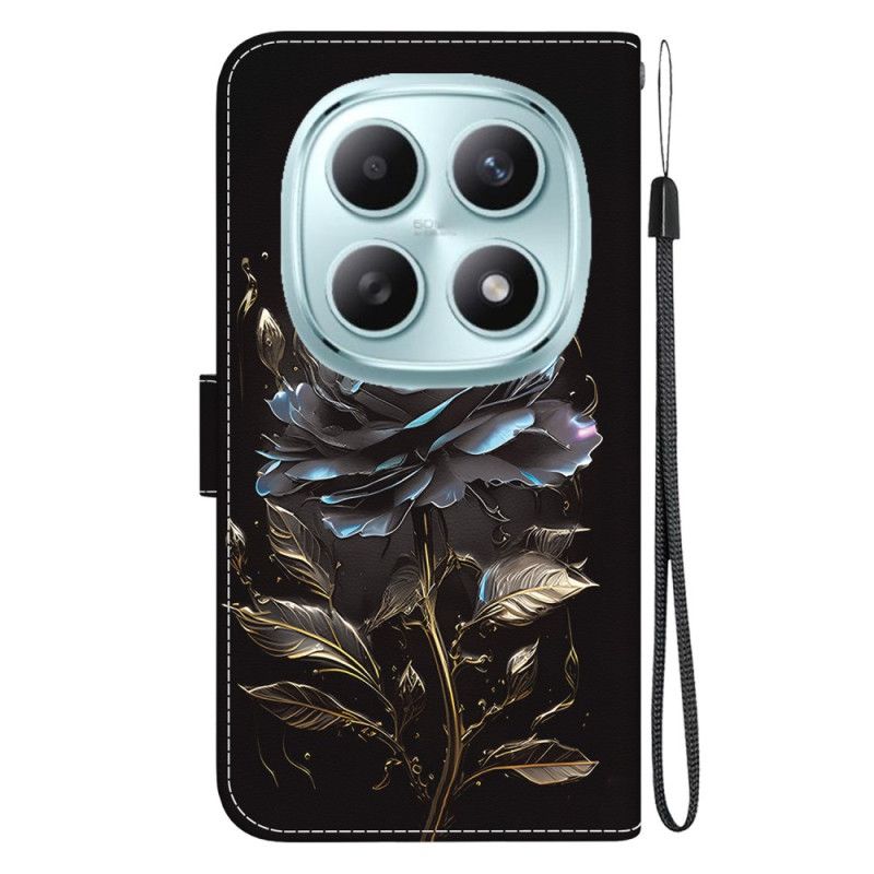 Läderskal Fodral Xiaomi Redmi Note 15 5g Svart Ros