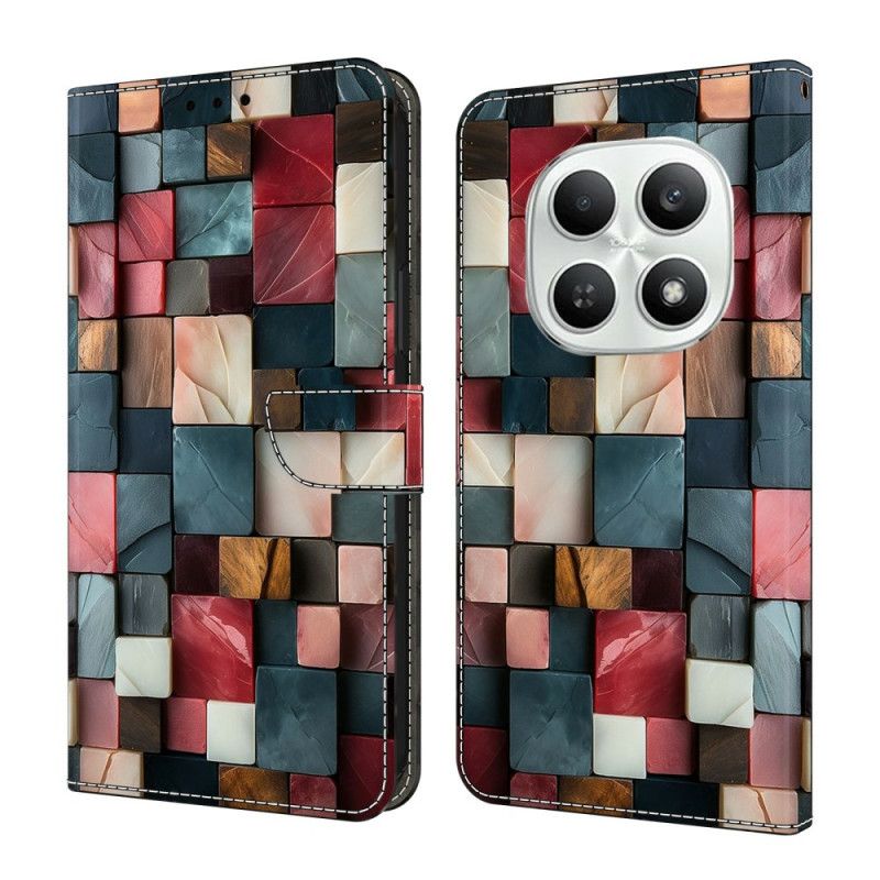 Skyddsfodral Xiaomi Redmi Note 15 5g Med Hopfällbart Stativ - Färgglatt Tegelmönster