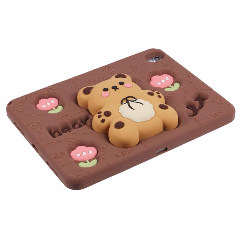 Fodral För iPad (2025) Nallebjörnsställ Och Tulpanmönster