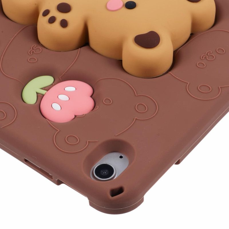 Fodral För iPad (2025) Nallebjörnsställ Och Tulpanmönster